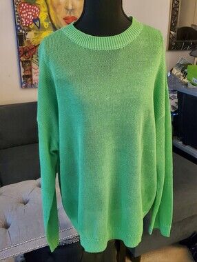 Zara Women's Bright Green Crewneck Knit Sweater  SZ XL NWT